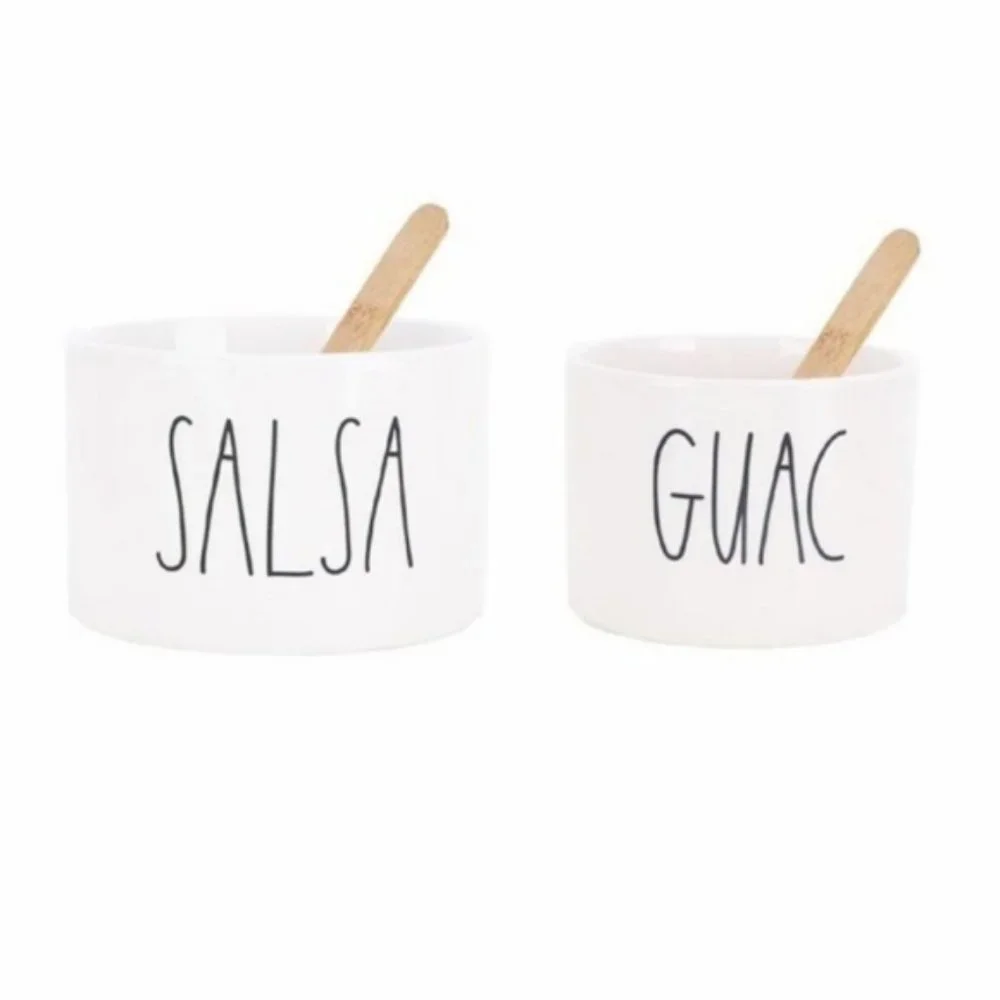 ❤️ Rae Dunn Salsa and Guac Bowl Set with Wooden Spoon